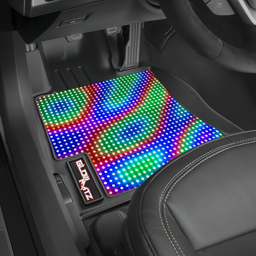 LED Matrix Car Floor Mat Displaying Custom Graphics and Logos