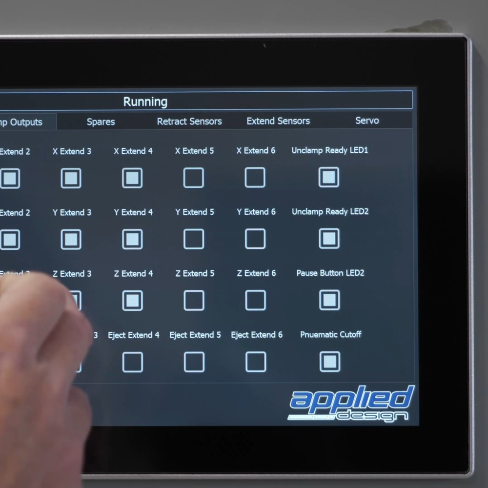 Close-Up of Clean and Modern HMI on Industrial Control Cabinet
